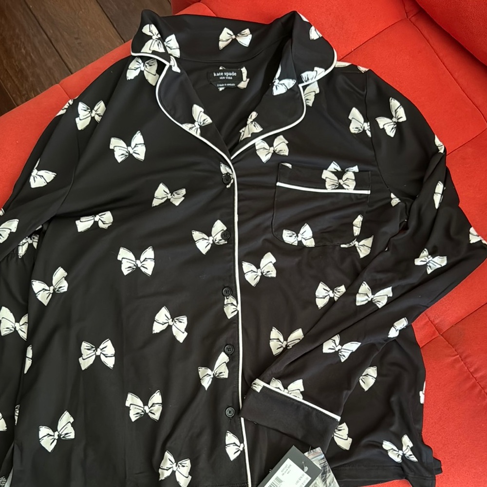 Kate Spade Black and White Bow Pajama Set